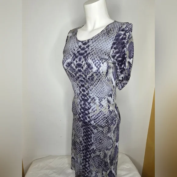 Andrew Marc Size 6 Backless Dress with Snake Print - Blue and Gray - Picture 3 of 12